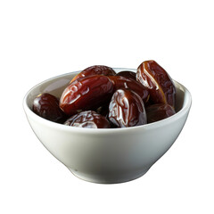 Dried dates in white bowl 