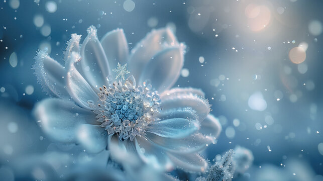 Abstract beautiful frozen white flower