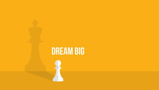 Dream big. Vector chess pawn with shadow of the king	