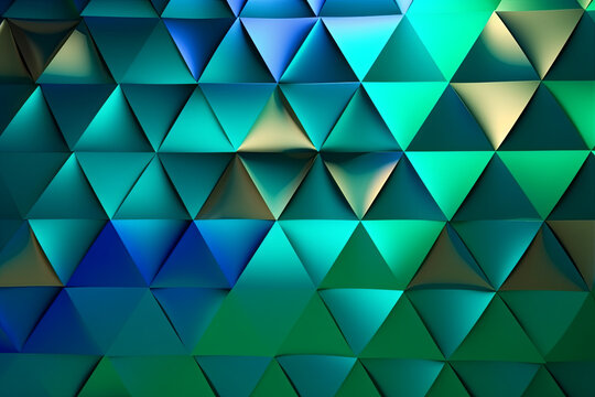 Beautiful Green and Blue Triangular Metallic Background 