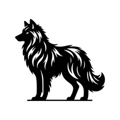 Majestic Wolf Silhouette - Powerful Canine Outline on White Background