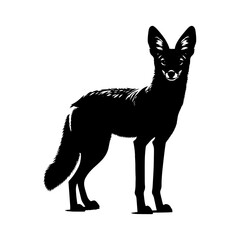 Jackal Silhouette - Wild Canine Profile on White Background