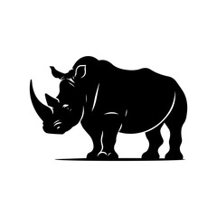 Rhinoceros Silhouette - Powerful and Majestic Wildlife Icon on White Background