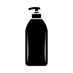 Shampoo Bottle Silhouette - Essential Hair Care Product Icon on White Background