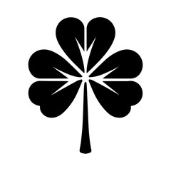 Lucky Charm Four-Leaf Clover Silhouette - Icon of Serendipity on White Background