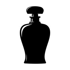 Elegant Perfume Bottle Silhouette - Black and White Fragrance Container Design
