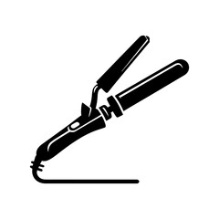 Sleek Curling Iron Silhouette - Black and White Hair Styling Tool Design