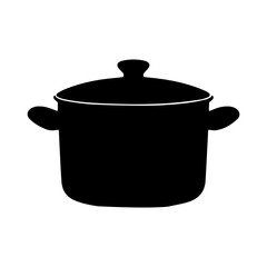 Classic Cooking Pot Silhouette - Black and White Kitchenware Design