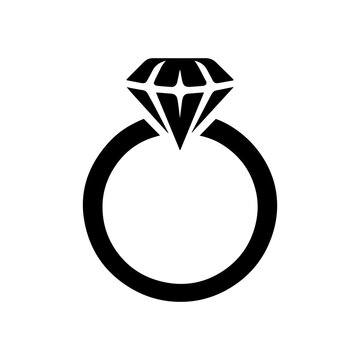 Elegant Diamond Ring Silhouette - Minimalist Black and White Jewelry Design