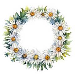 a wreath of beautiful wildflowers, summer, illustration. artificial intelligence generator, AI, neural network image. background for the design.
