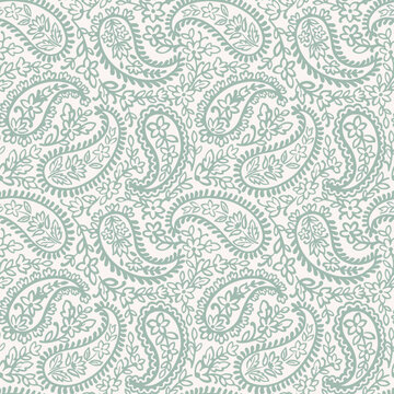Seamless paisley repeat pattern vector file. Block print. Boho style