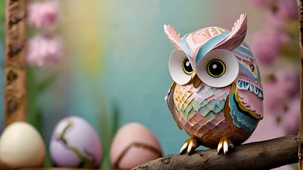 Stoff pro Meter owl on a branch © art design