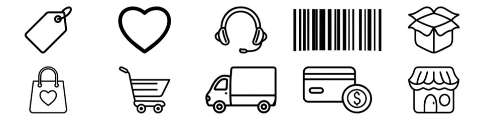 e commerce line icon set