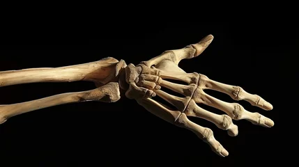 Fotobehang Skeletal hand illustration with extended finger, concept of anatomy, direction, and human biology © Exotic Escape