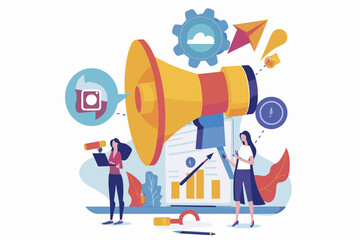 Strategic Business Planning and Marketing Tactics Vector Illustration: A Creative Concept for Web Banners, Social Media, and Business Presentations Featuring Team Collaboration, Goal Setting