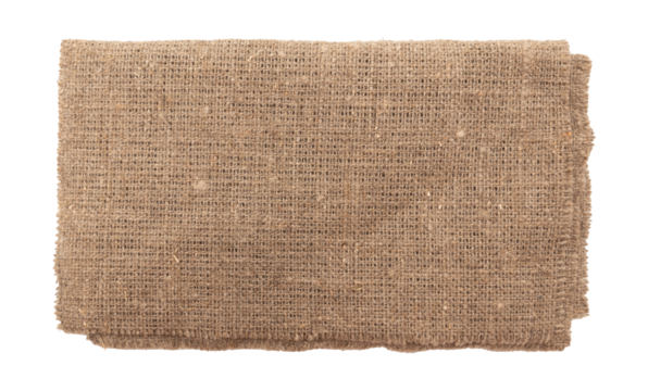 Burlap texture. A piece of torn burlap on a white background. Canvas. Packing material