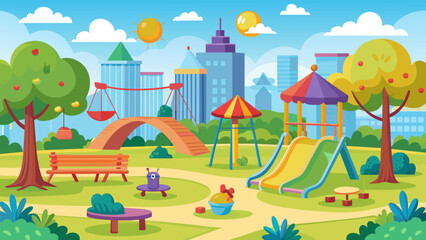 Fototapeta premium kindergarten or kids playground in city park vector