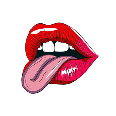 Vibrant Pop Art Style Illustration of Lips with Tongue Out, Symbolizing Bold Expression and Attitude.