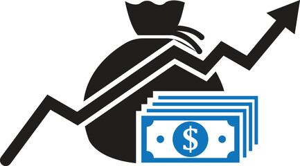 money increase icon with graph vector illustration