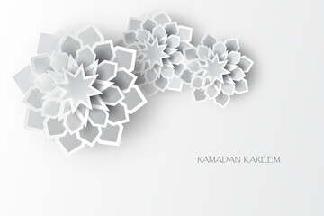 Intricate Arabic paper graphic of Islamic art. Ramadan Kareem. Geometric stars or flowers