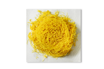 traditional indian gujrati tea time snack food namkeen sev or vermicelli fry noodles of chickpea flour or besan,cutout transparent background,png format,top view