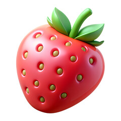 Obraz premium strawberry 3d fruit icon isolated on transparent background