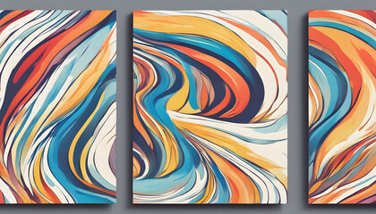 Polyptych of colored waves.