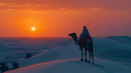 Foto op Aluminium awn, desert and camel, dust with light © SHI