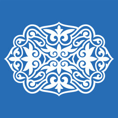 Vintage ornate linear ornaments in Kazakh traditional style. Asian floral designs. Abstract Asian elements of the national pattern of the ancient nomads of the Kyrgyz, Mongols, Kazakhs, Tatars. EPS10