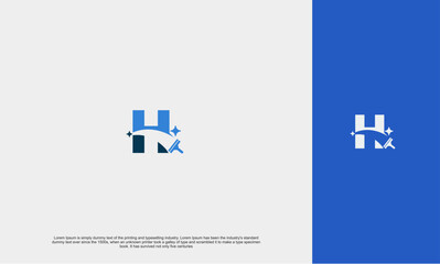Fototapeta premium Initial logo H slick clean modern logo cleaning company design window cleaning service, painting service with sparkles. Vector illustration concept
