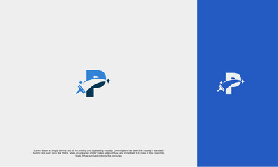 Initial logo slick clean modern logo cleaning company design window cleaning service, painting service with sparkles. Vector illustration concept