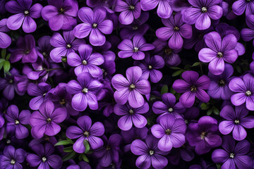 purple flowers, top view, background сreated with Generative Ai