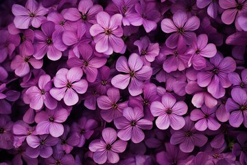 purple flowers, top view, background сreated with Generative Ai