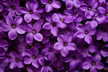 purple flowers, top view, background сreated with Generative Ai