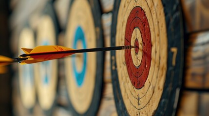 A target with arrows hitting the bullseye, marketing accuracy