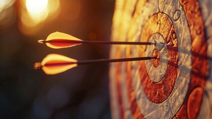 A target with arrows hitting the bullseye, marketing accuracy