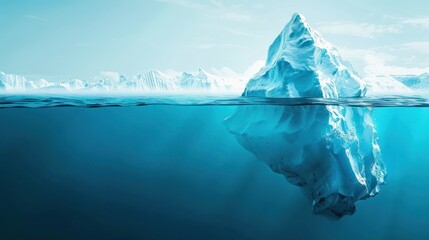 An iceberg with the tip and submerged part as profit and hidden costs - obrazy, fototapety, plakaty