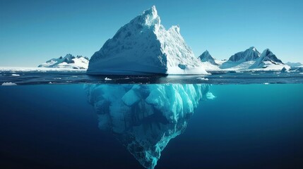 An iceberg with the tip and submerged part as profit and hidden costs - obrazy, fototapety, plakaty