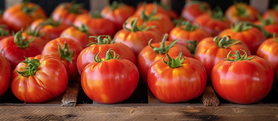 Ripe sweet red tomatoes. Organic, healthy food. 