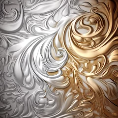 Fotobehang Beautiful Silver and Bronze Swirly Leafy Background Design © Kieran
