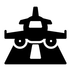 Plane arrival icon in glyph style