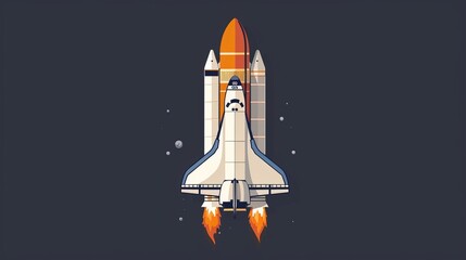A sleek space shuttle dominates this wallpaper, set against a dark, isolated backdrop