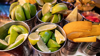 lemon and lime wedge slices