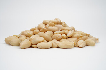 Stack of roasted peeled peanuts Isolated Background