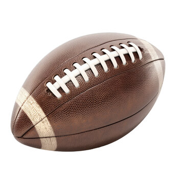 A single brown American football isolated on a transparent background