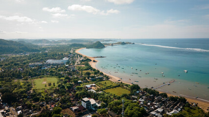 Capturing the Coastal Charm: Drone View of Kuta, Lombok, Indonesia