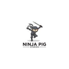 ninja pig logo design