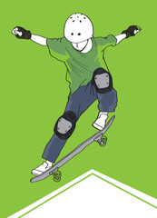 sk8 girl, Girl with skateboard to Do Skateboard Tricks. Vector illustration.Cartoon character.	
