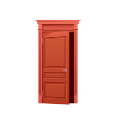 Animated ajar door. Home entrance door, wooden front door cartoon vector illustration