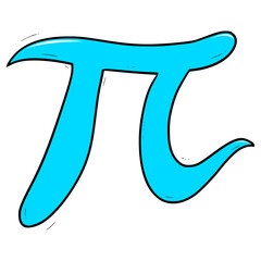 blue pi math icon illustration hand drawn isolated vector